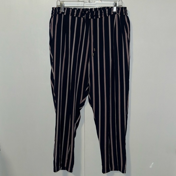 Charlotte Russe Navy Blue Striped Pull On Casual Pants Stretch Women’s XL - Picture 1 of 6